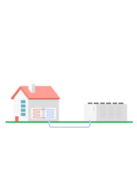 house illustration with air source heat pump